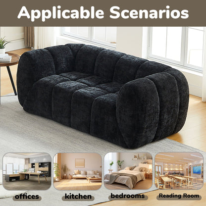Rounded Cloud Sofa and Piano Key Backrest Design
