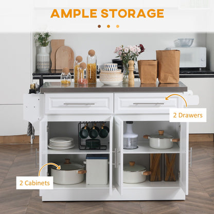 Stainless Steel Rolling Kitchen Cart with Drawers