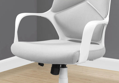 Office swivel chair white frame with gray mesh back, adjustable height, ergonomic armrests on Tampa Home & Garden Store