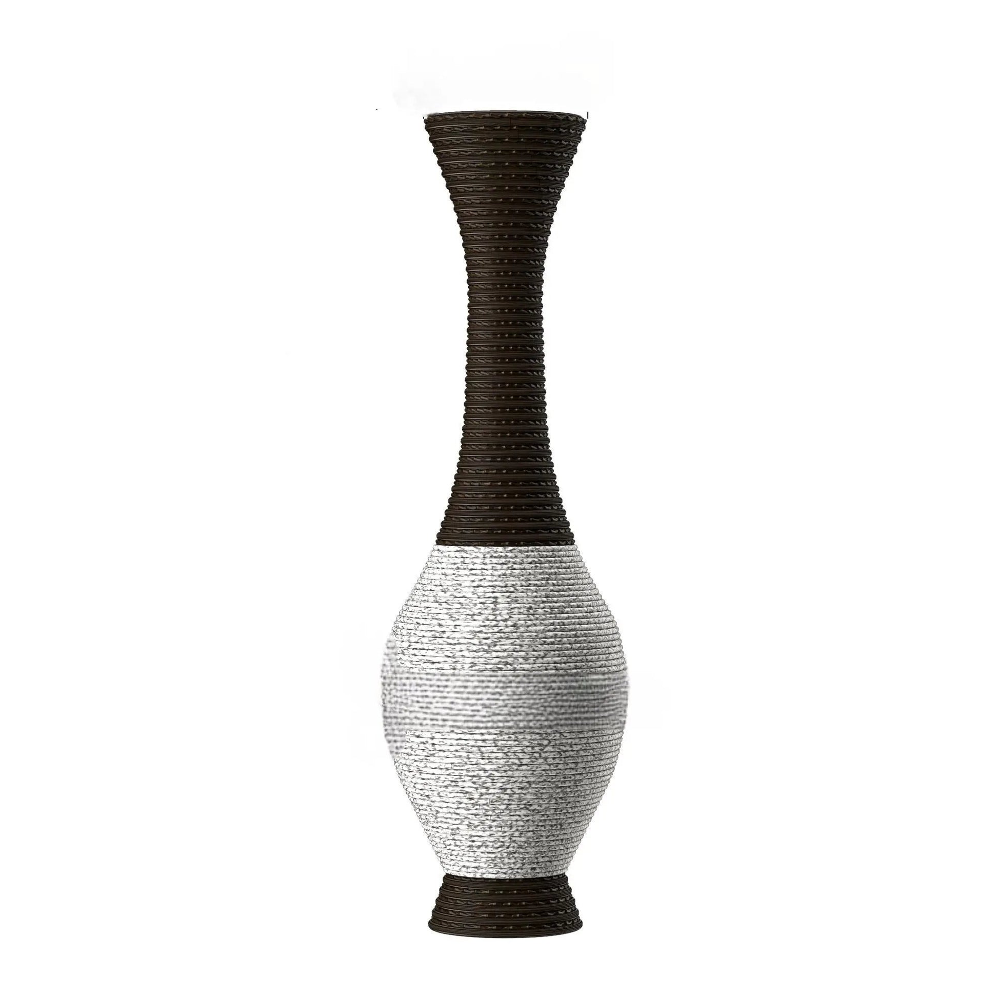 Tall floor vase in dark brown to light gray two-tone woven texture by Unique Piece Furniture on Tampa Home & Garden Store