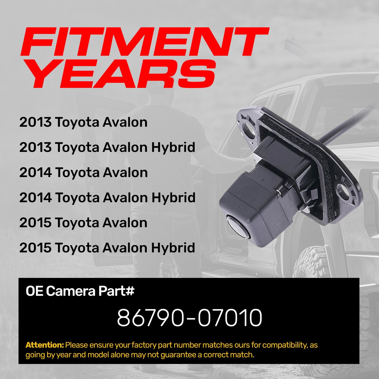 Master Tailgaters OE backup camera for 2013-2015 Toyota Avalon Hybrid, part 86790-07010 on Tampa Home & Garden Store