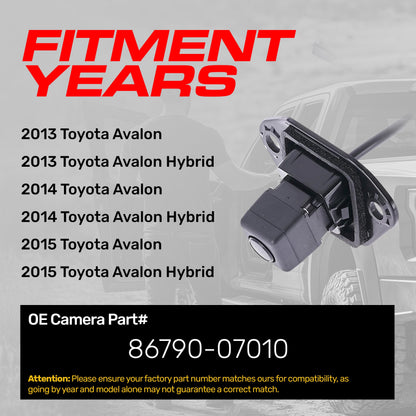 Master Tailgaters OE backup camera for 2013-2015 Toyota Avalon Hybrid, part 86790-07010 on Tampa Home & Garden Store