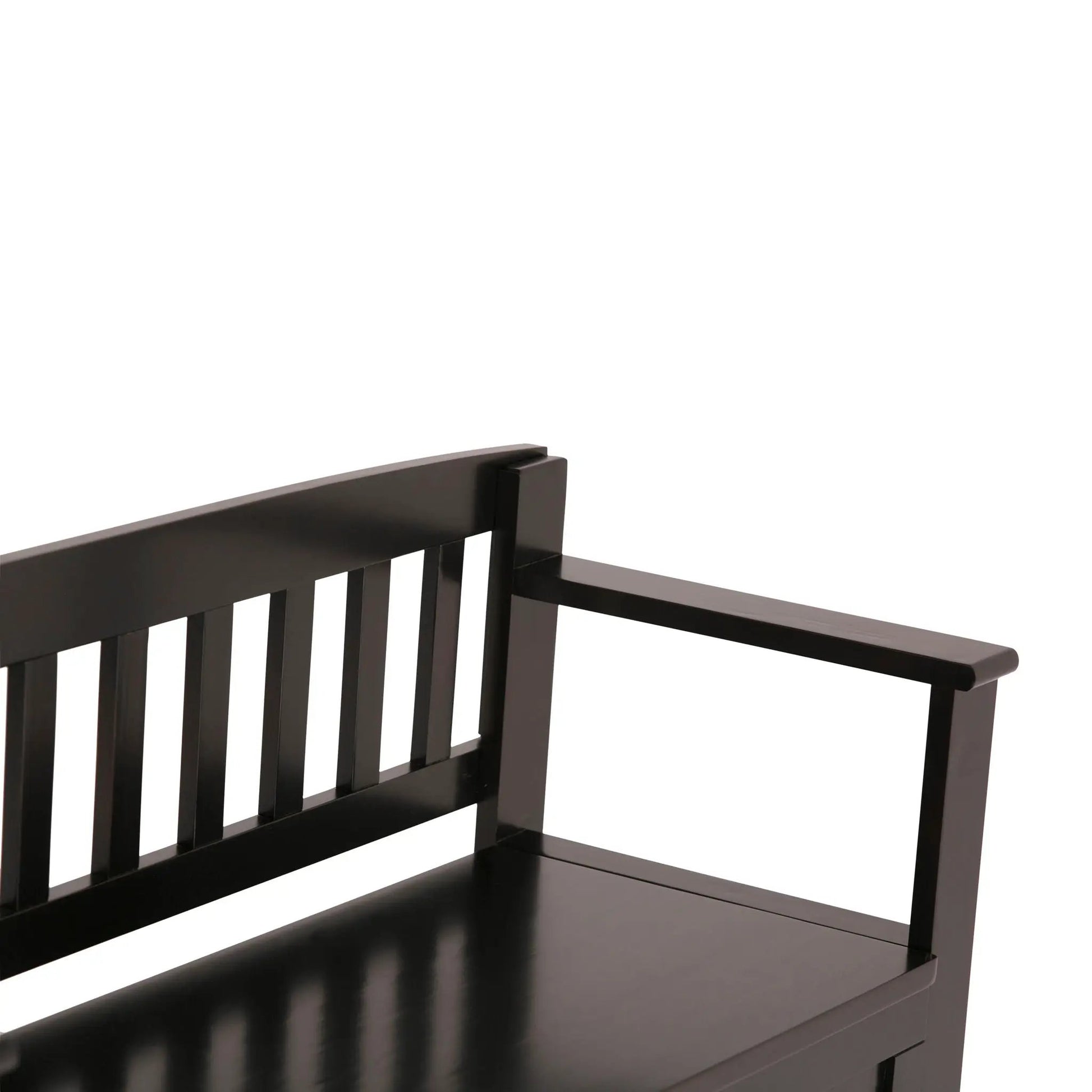 Brooklyn - Handcrafted Entryway Storage Bench, dark espresso finish, slatted back on Tampa Home & Garden Store