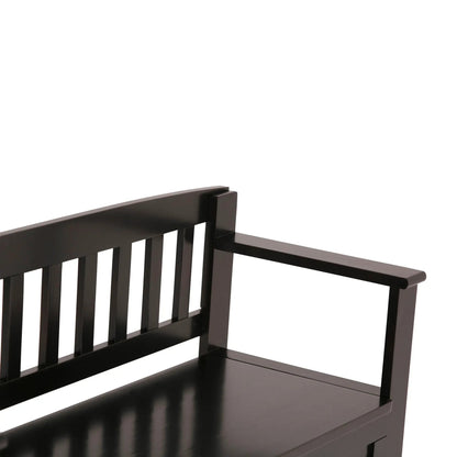 Brooklyn - Handcrafted Entryway Storage Bench, dark espresso finish, slatted back on Tampa Home & Garden Store
