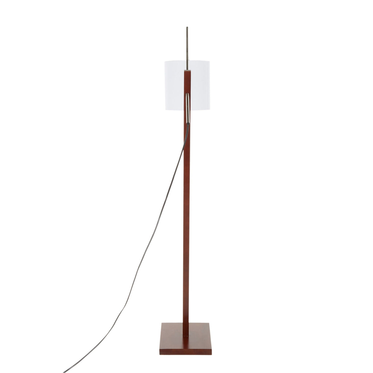 Arturo contemporary floor lamp with brown wood stem and white shade by HouseOfZazla on Tampa Home & Garden Store