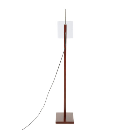 Arturo contemporary floor lamp with brown wood stem and white shade by HouseOfZazla on Tampa Home & Garden Store