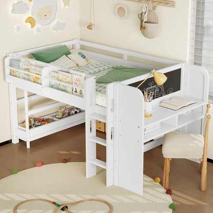 Twin loft bed with built-in multi-storage bookcases, desk and blackboard, HouseOfZazla on Tampa Home & Garden Store