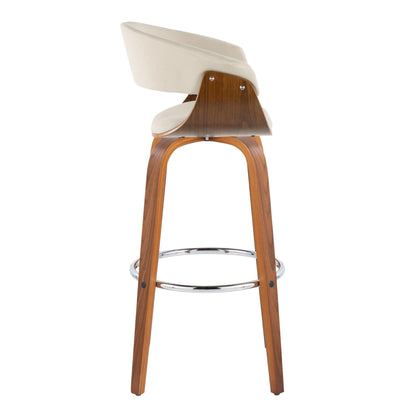 Barstool set of 2 Vintage Mod fixed-height stools with cream upholstery and wood legs on Tampa Home & Garden Store