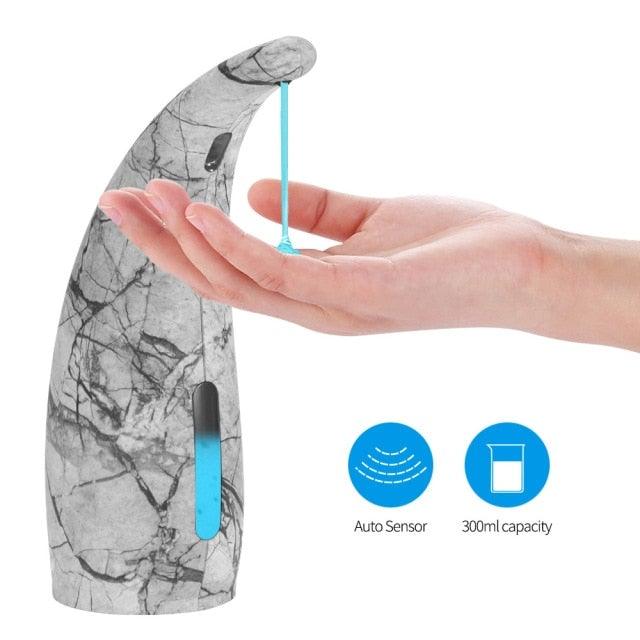 Automatic Stevvex 300ml soap dispenser marble gray curved blue sensor on Tampa Home & Garden Store
