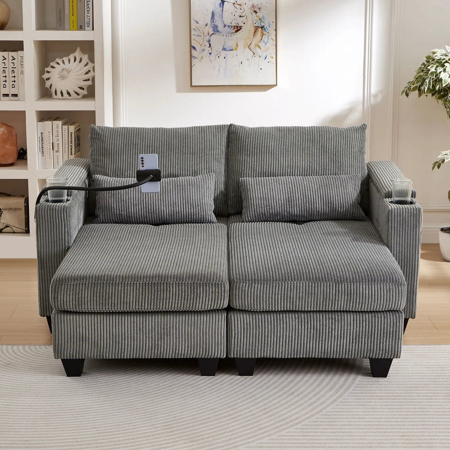 Convertible Chaise Lounge Chair With USB Ports
