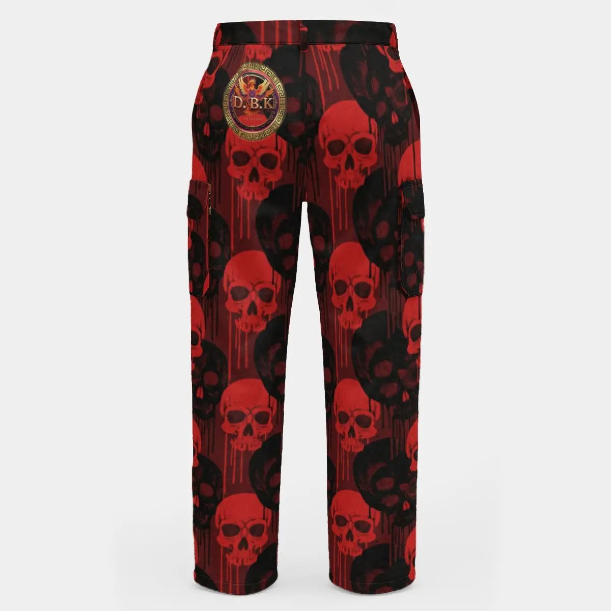 BAD TO THE BONE GRAFFITI SKULLS JEANS red skull print cargo pants with logo patch by FLIPSTYLEZLLC on Tampa Home & Garden Store