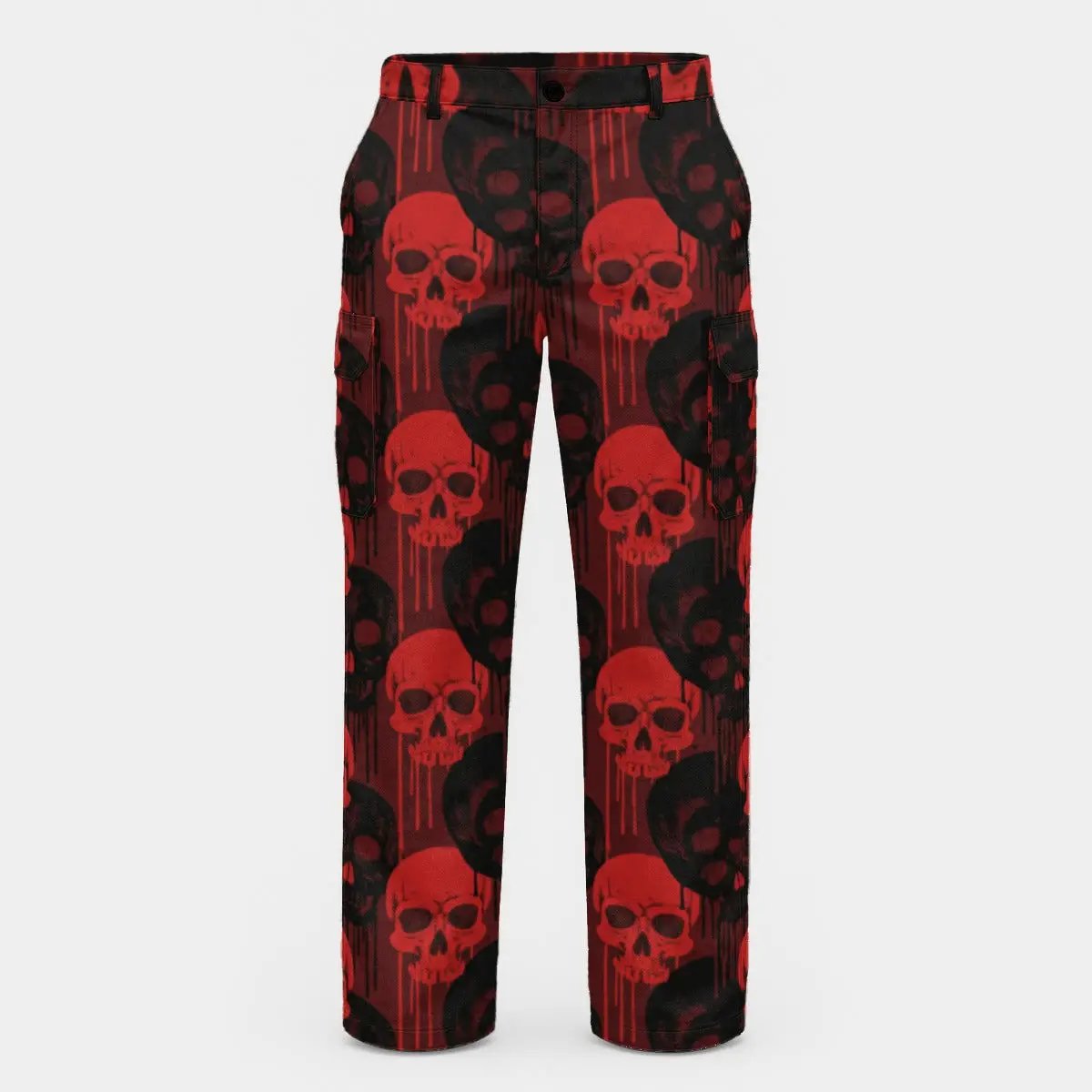 Bad to the Bone trendy graffiti skulls jeans cargo pants in red and black by FLIPSTYLEZLLC on Tampa Home & Garden Store