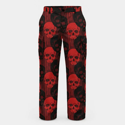 Bad to the Bone trendy graffiti skulls jeans cargo pants in red and black by FLIPSTYLEZLLC on Tampa Home & Garden Store