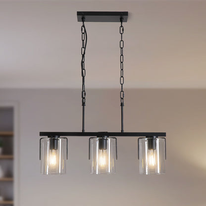 Adjustable Pendant Lighting with Wood Grain