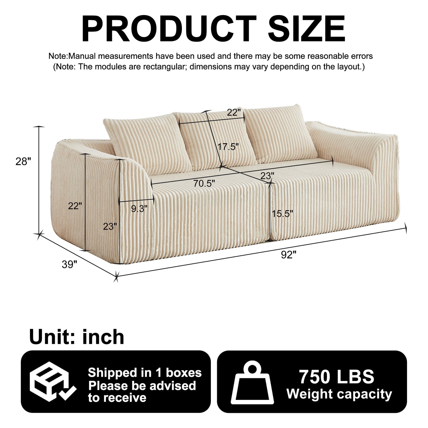 Minimalist Corduroy And Three Seater Sofa