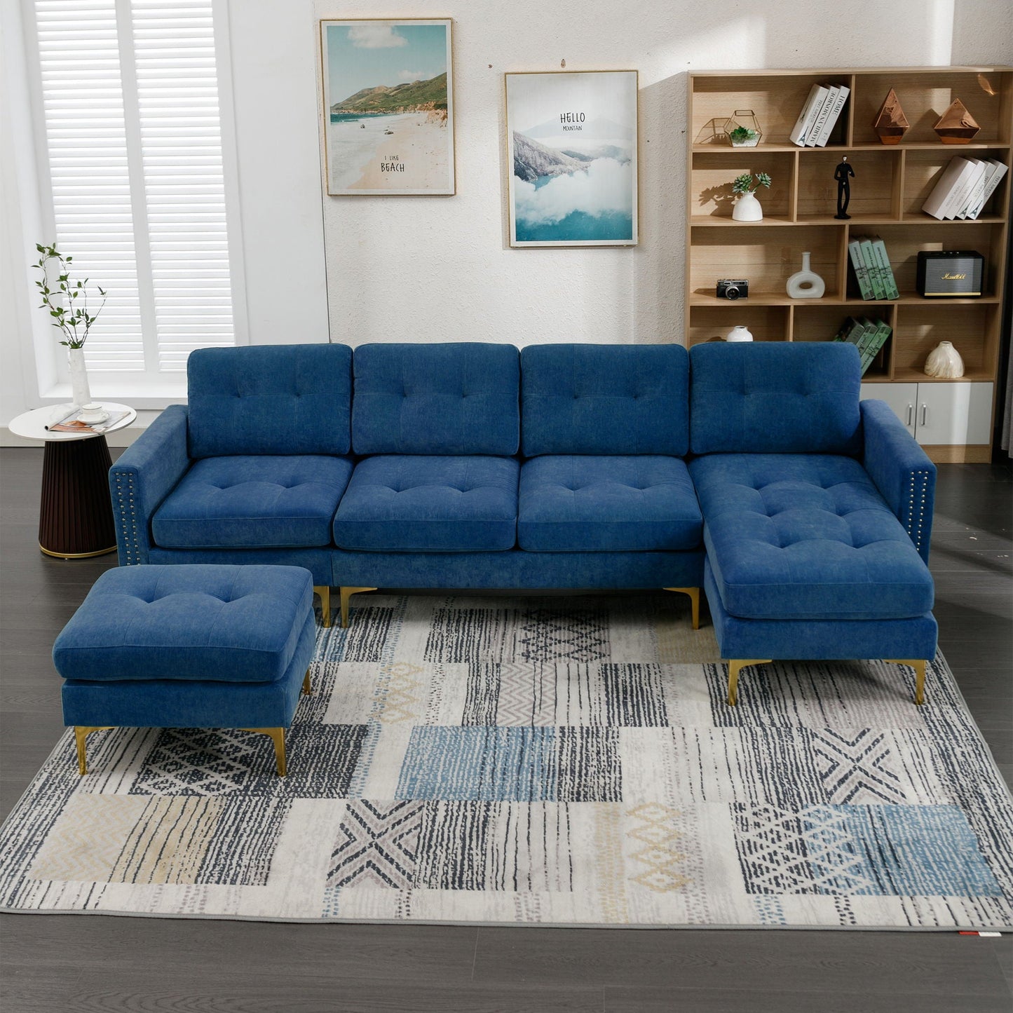 Modern Convertible Sectional Sofa and Ottoman