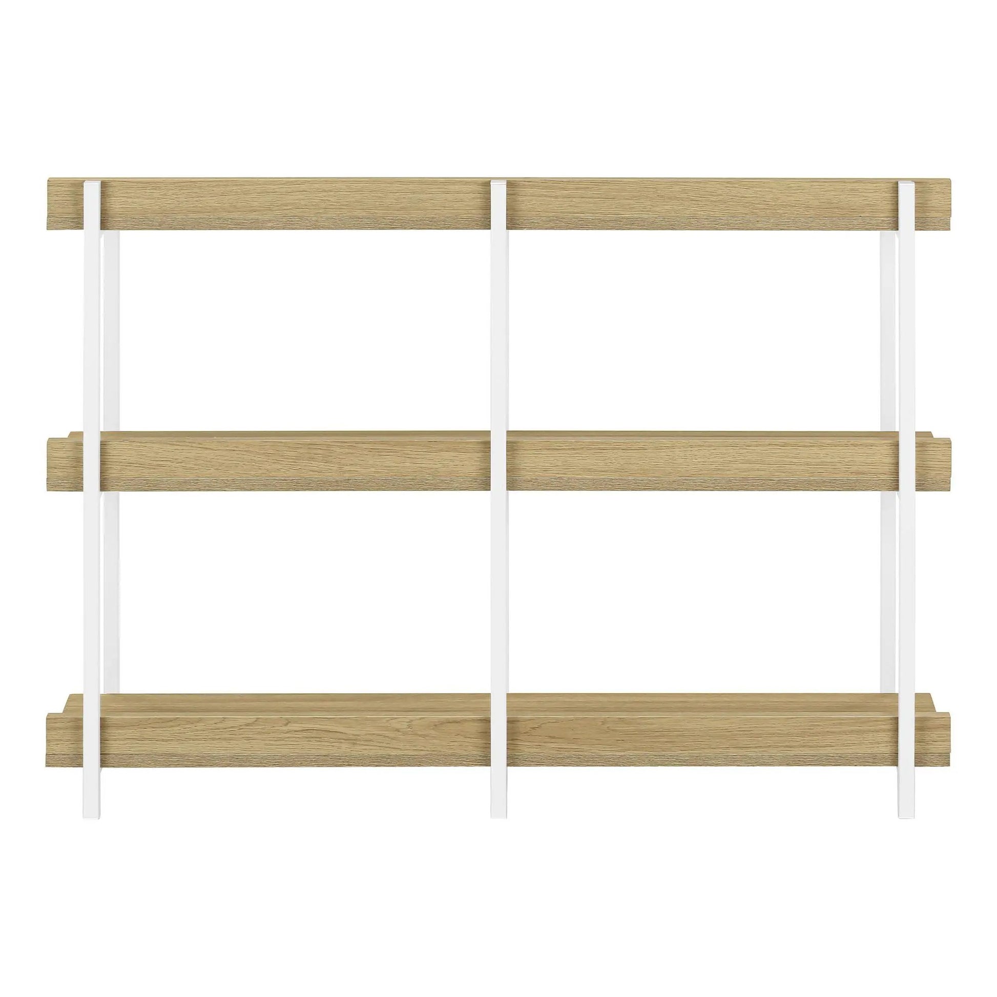 Accent console table three-tier oak shelves with white metal frame by Unique Piece Furniture on Tampa Home & Garden Store