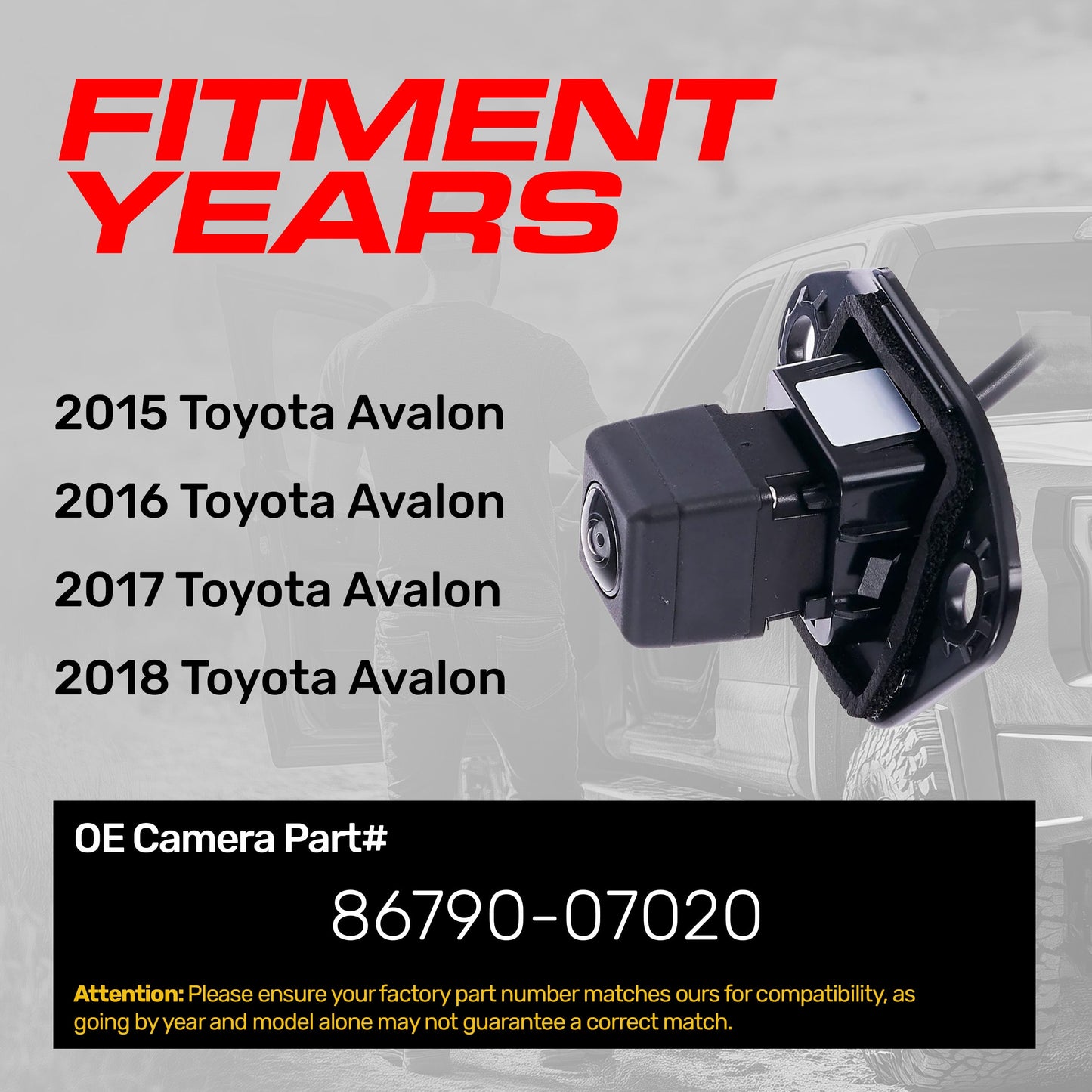 Master Tailgaters OEM backup camera for 2015-2018 Toyota Avalon, P/N 86790-07020 on Tampa Home & Garden Store
