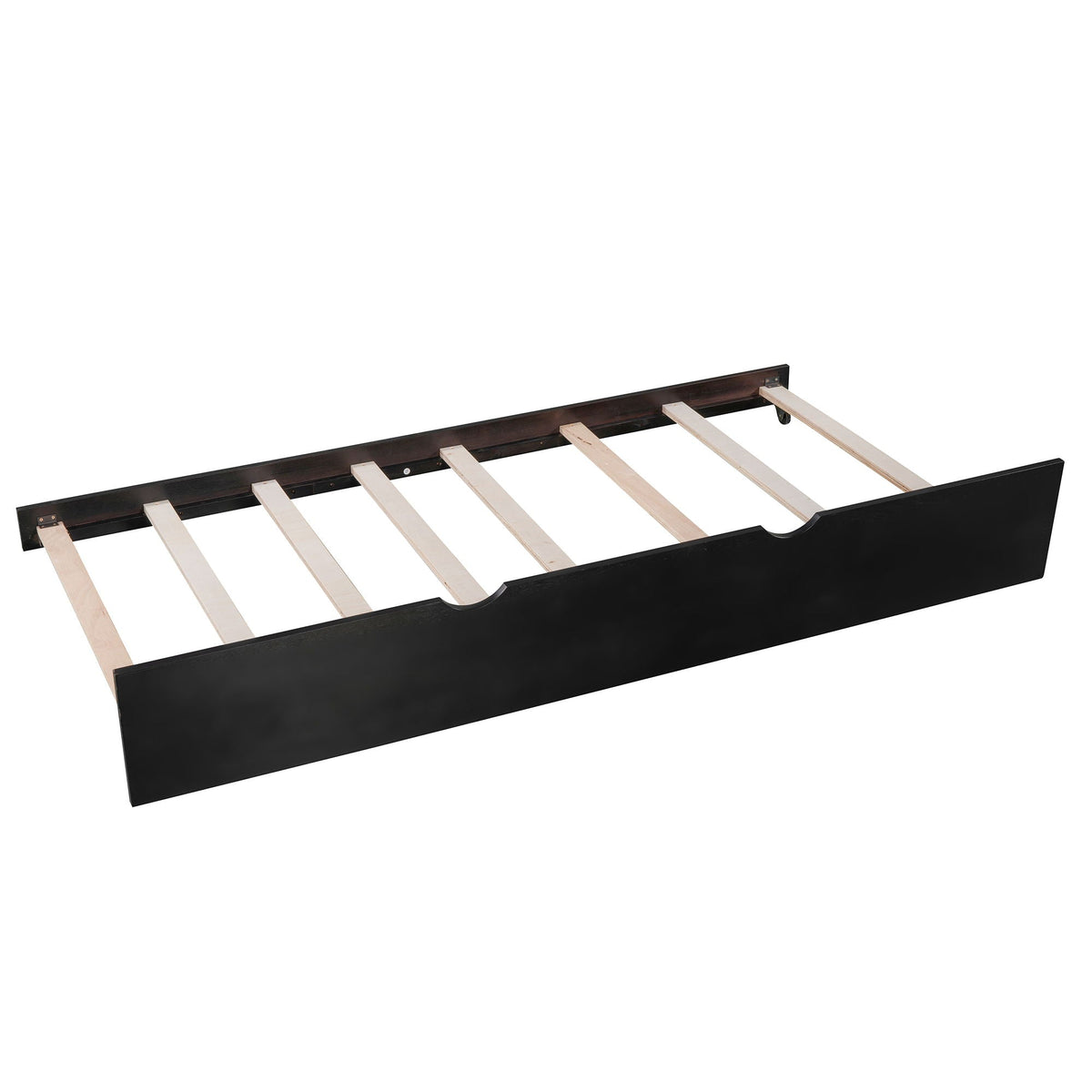 L-shaped platform bed frame with slatted base in black finish on Tampa Home & Garden Store
