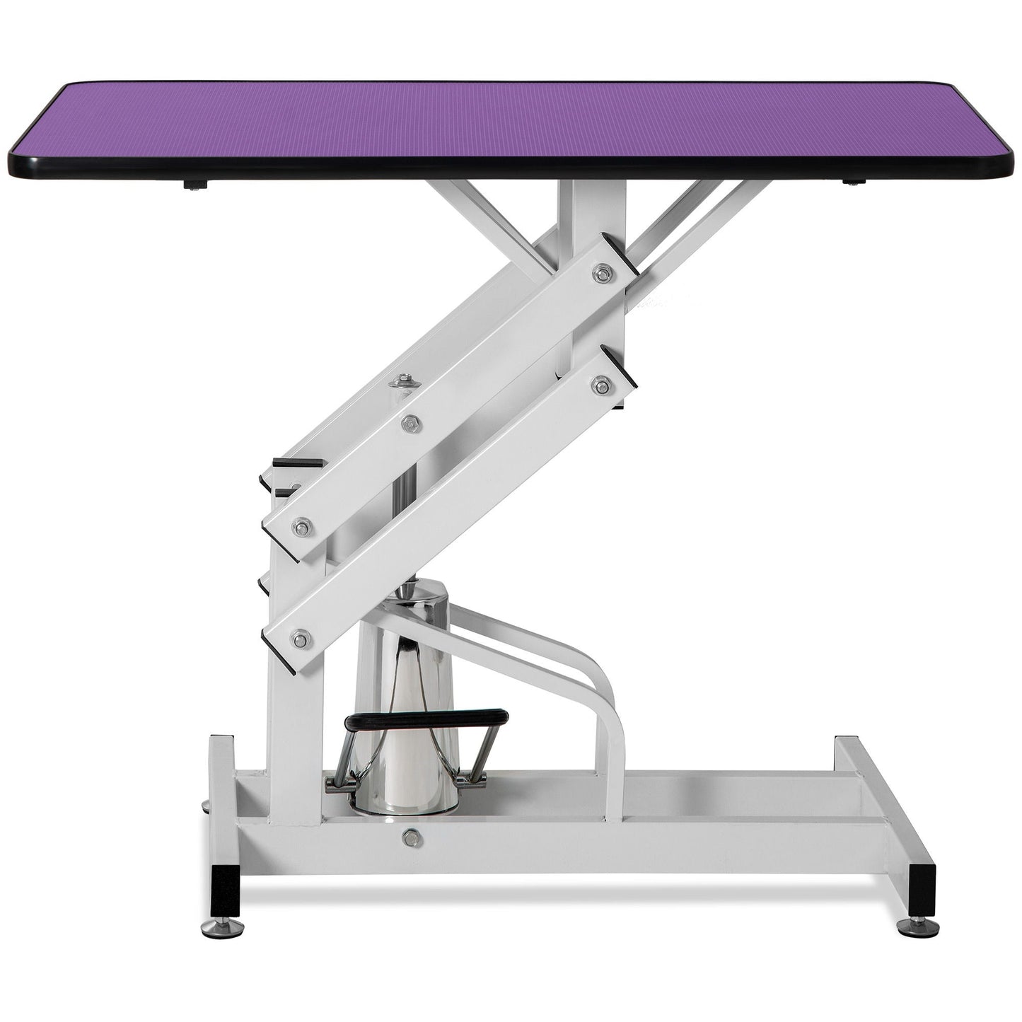 Hydraulic pet grooming table with purple textured top and scissor lift, HouseOfZazla on Tampa Home & Garden Store