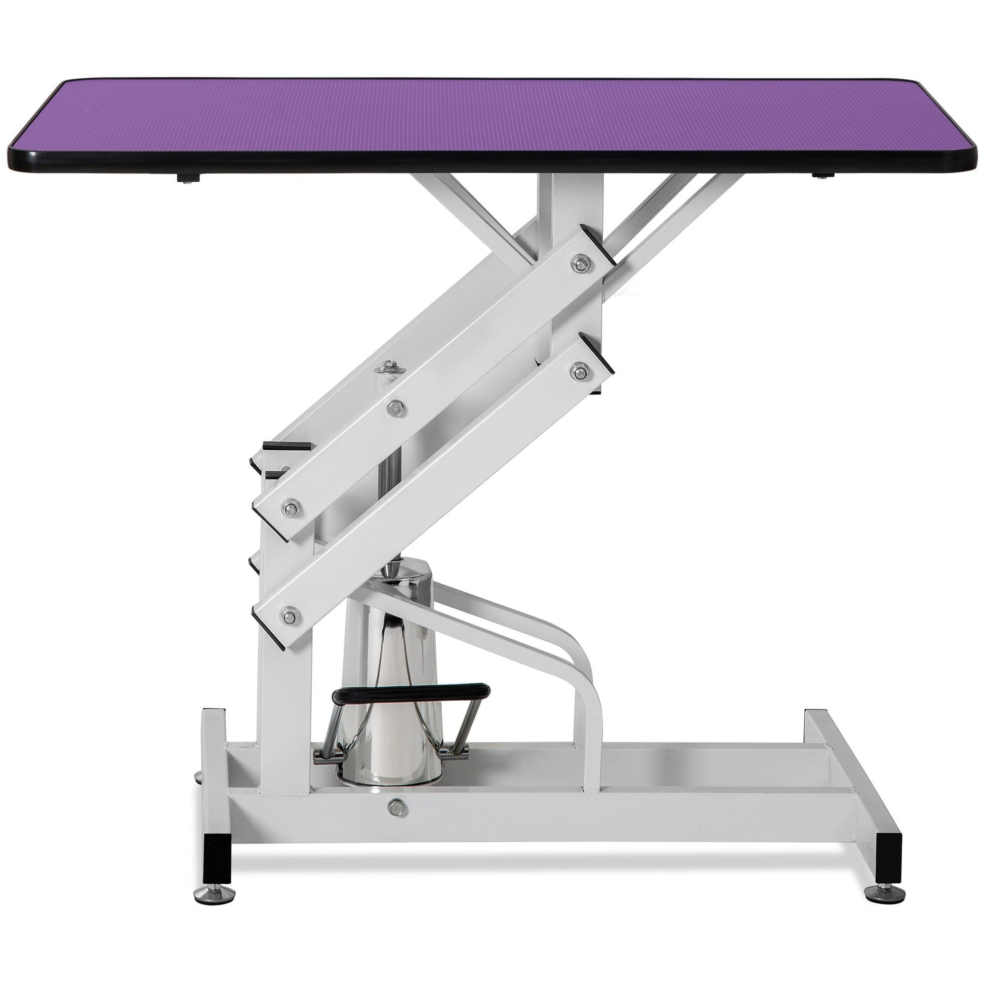 Hydraulic pet grooming table with purple textured top and scissor lift, HouseOfZazla on Tampa Home & Garden Store