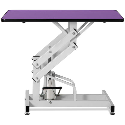 Hydraulic pet grooming table with purple textured top and scissor lift, HouseOfZazla on Tampa Home & Garden Store