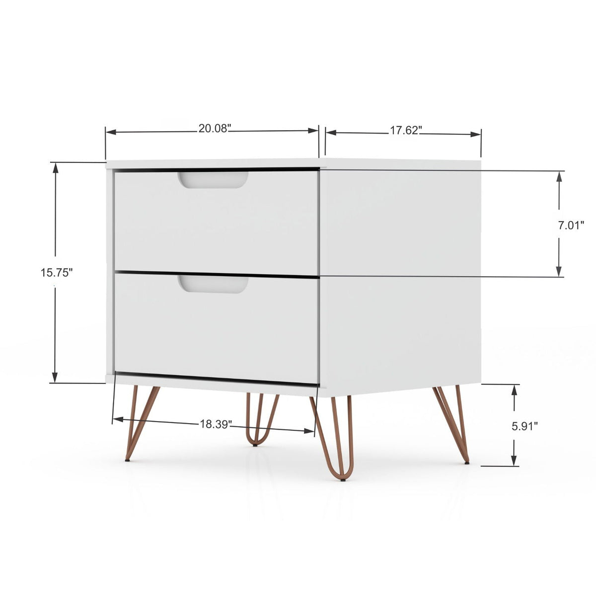 White nightstand with 2 drawers by HouseOfZazla, modern accent table with hairpin legs on Tampa Home & Garden Store