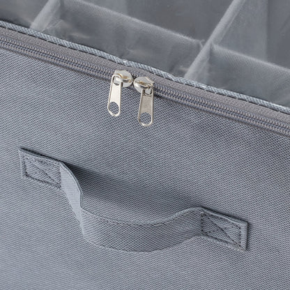 Under Bed Shoe Storage Organizer in gray fabric with dual zippers and a mesh texture on Tampa Home & Garden Store