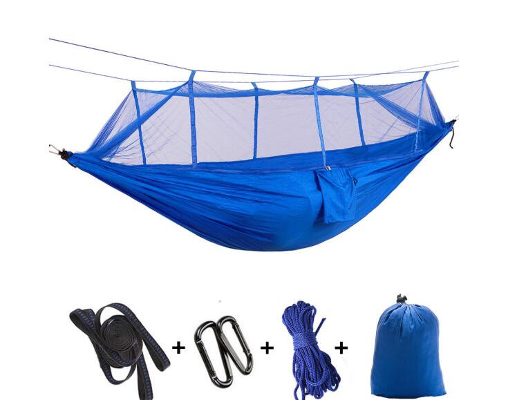 Blue parachute hammock with mosquito net, camping tent; includes straps, rope My Store on Tampa Home & Garden Store