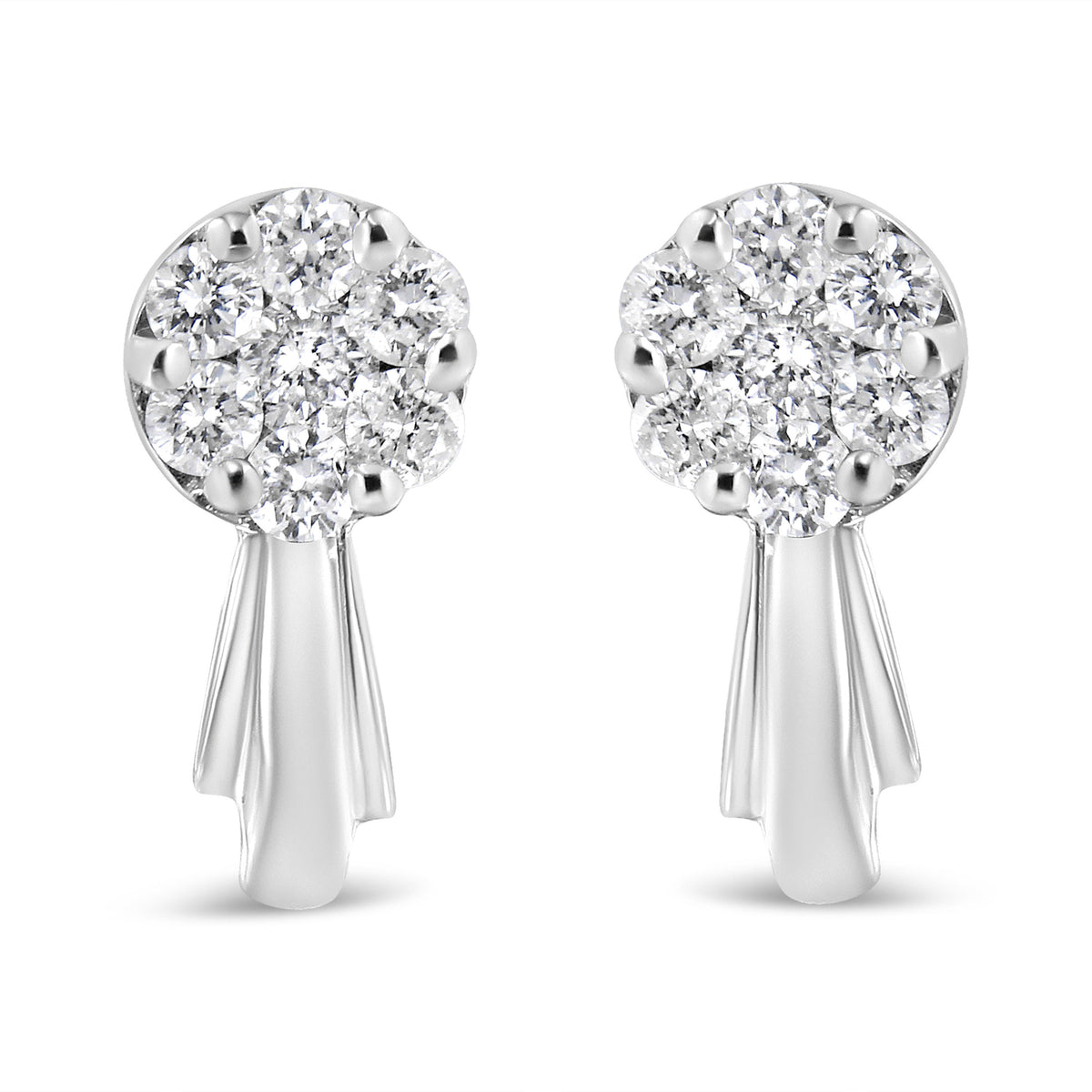 Pair of 14K white gold diamond floral cluster stud earrings, 3/4 cttw, H-I color on Tampa Home & Garden Store