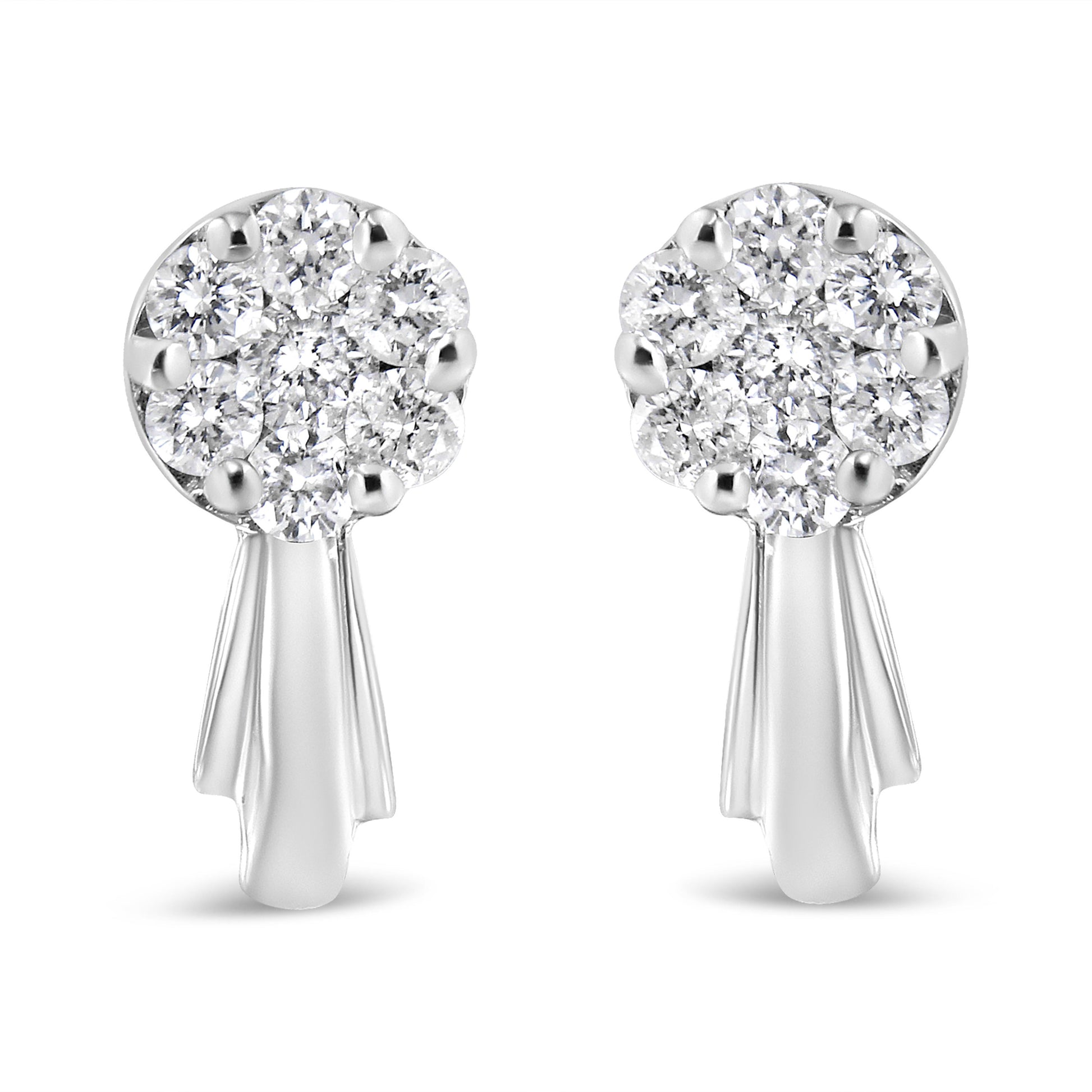 Pair of 14K white gold diamond floral cluster stud earrings, 3/4 cttw, H-I color on Tampa Home & Garden Store