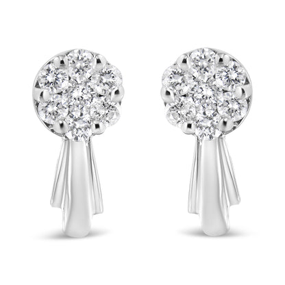 Pair of 14K white gold diamond floral cluster stud earrings, 3/4 cttw, H-I color on Tampa Home & Garden Store