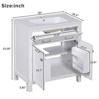 Bathroom Vanity Ceramic Sink and Soft Close Doors