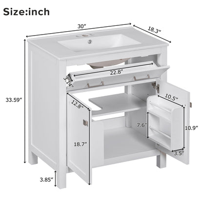 Modern bathroom vanity with ceramic sink, soft-close doors by HouseOfZazla on Tampa Home & Garden Store