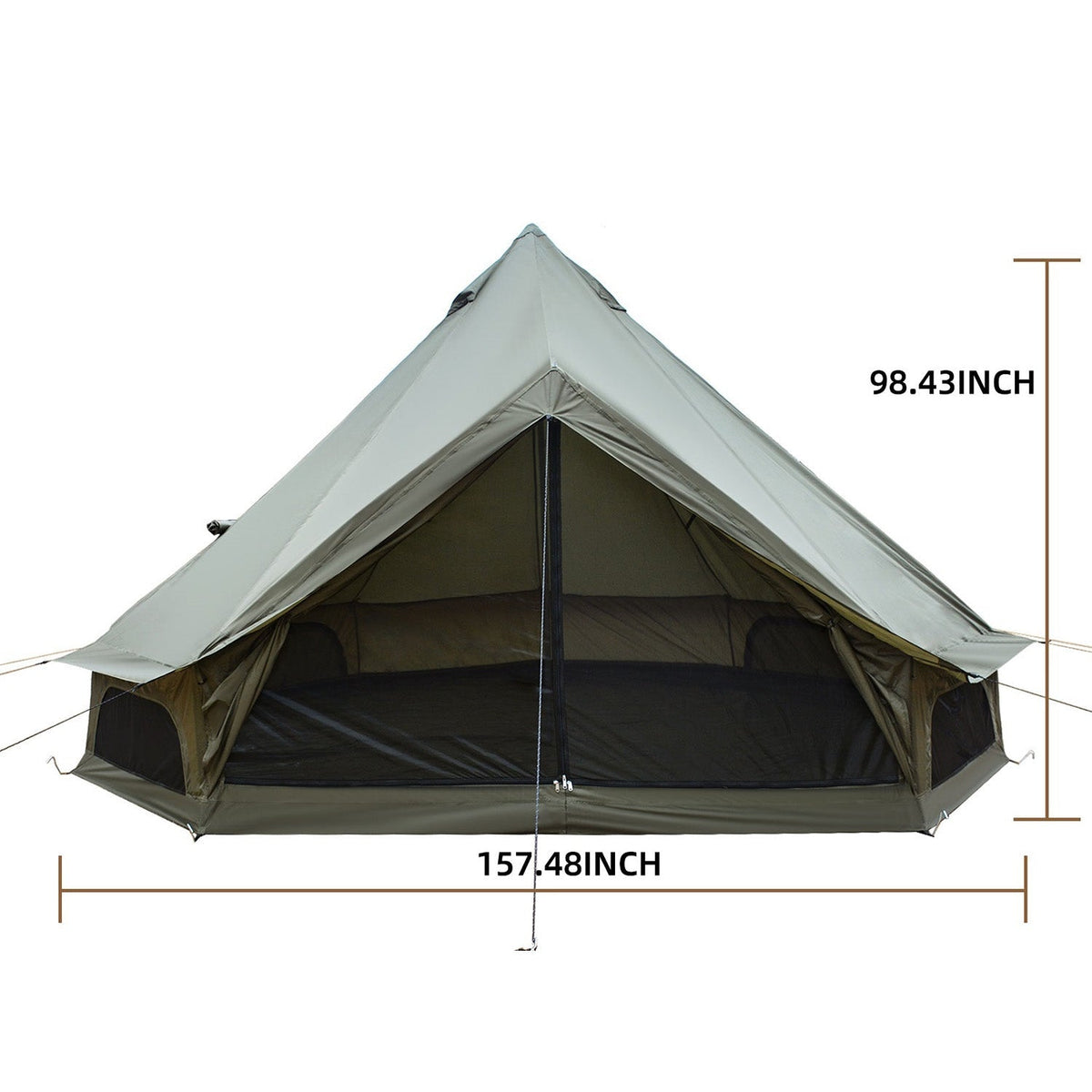 GemGear Oxford Bell Tent 13.1ft with stove jack, olive-green canvas, family camping tent on Tampa Home & Garden Store