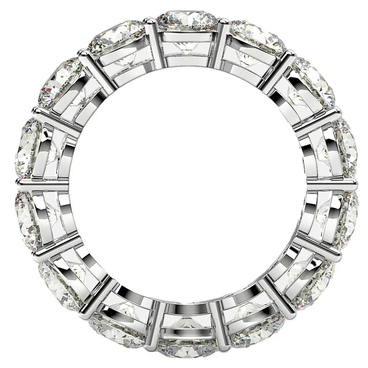 Round cut lab-grown diamond eternity ring in 14k white gold with diamonds around the band on Tampa Home & Garden Store