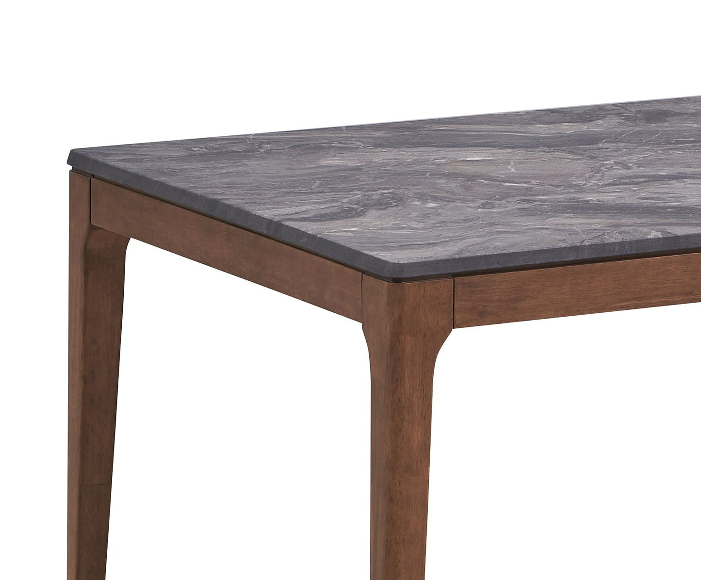 Bevis Engineered Stone Top Dining Table HouseOfZazla walnut base with gray stone top on Tampa Home & Garden Store
