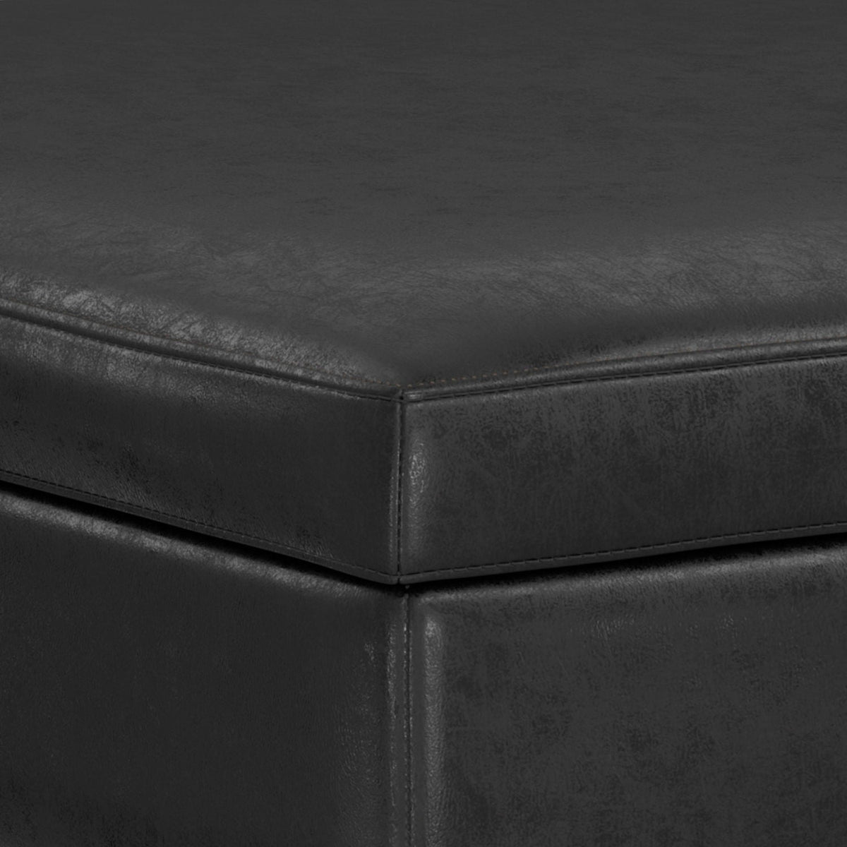 Square lift-top coffee table and storage ottoman black leather with stitching HouseOfZazla on Tampa Home & Garden Store