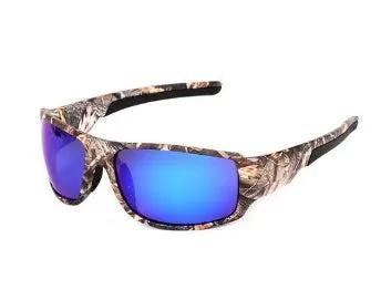 Professional Polarized Fishing Glasses with camo frame and blue mirrored lenses on Tampa Home & Garden Store