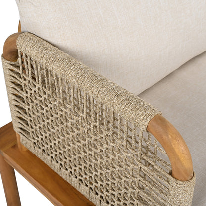 Set of Two Outdoor Acacia Wood Rope Club Chairs