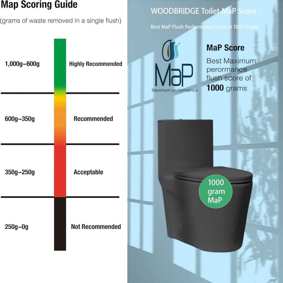 HouseOfZazla 1 Piece Toilet with Tornado/Dual Flush, ADA height, gray shown MaP 1000g badge on Tampa Home & Garden Store