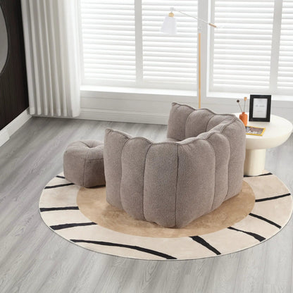 Soft bean bag chair with high resilient foam in taupe fabric, stationary chair & ottoman on Tampa Home & Garden Store