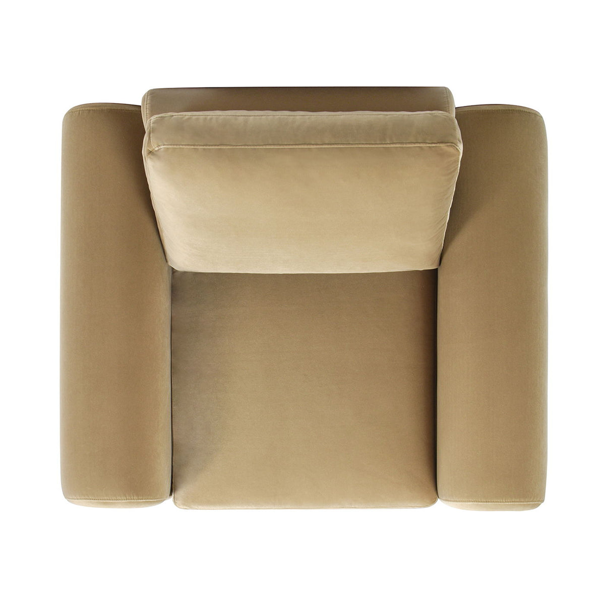 Arched arm chair in camel beige performance velvet with thick padded arms by HouseOfZazla on Tampa Home & Garden Store