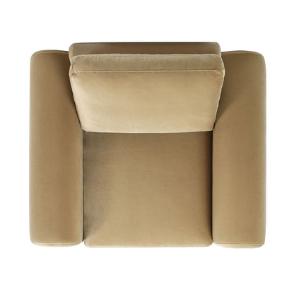 Arched arm chair in camel beige performance velvet with thick padded arms by HouseOfZazla on Tampa Home & Garden Store