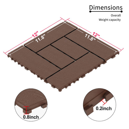Interlocking brown deck tiles for outdoor and indoor use, 11.8x12 in, 0.8 in thick HouseOfZazla on Tampa Home & Garden Store
