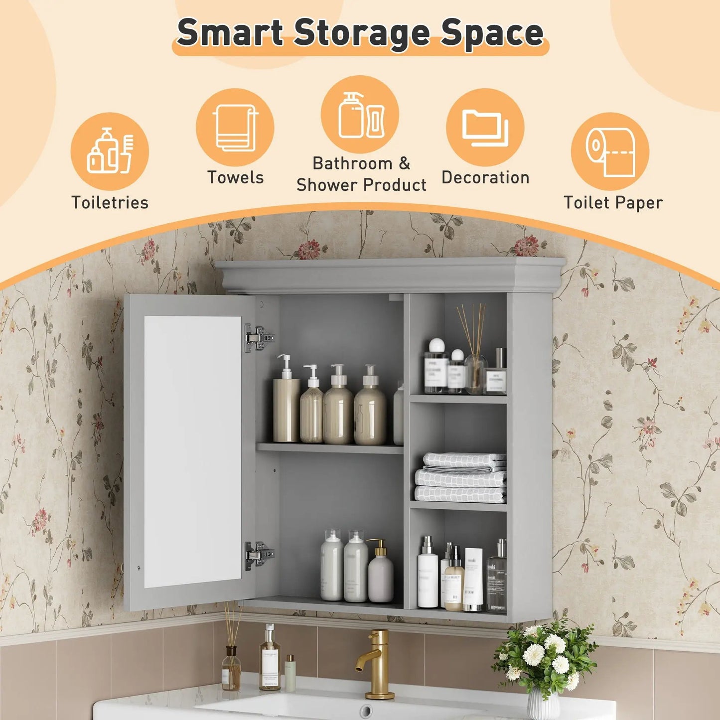 Wall Mounted Medicine Cabinet with Mirror