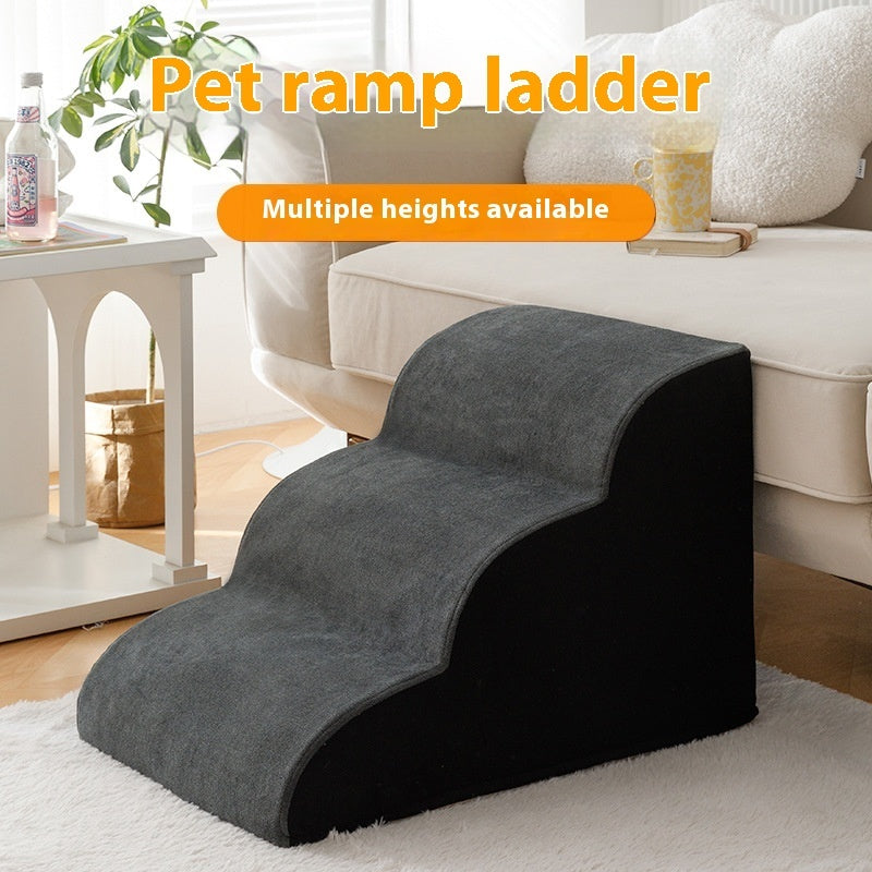 Pet Removable And Washable Stairs Bed Steps, grey fabric, three-step pet stairs on Tampa Home & Garden Store