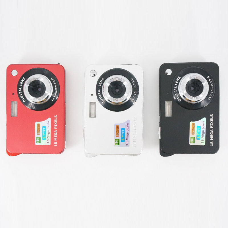 Slim digital camera trio in red white and black with compact lenses and stickers on Tampa Home & Garden Store