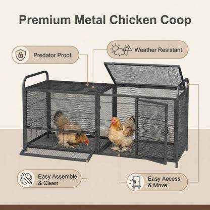 Chicken Cage Poultry Breeding Coop black silver metal cage with mesh two cages HouseOfZazla on Tampa Home & Garden Store