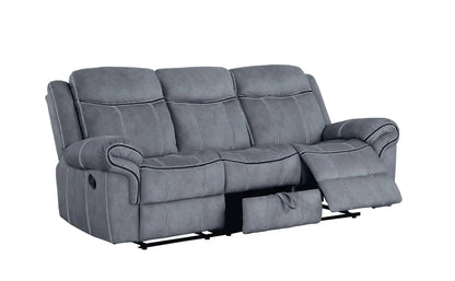 Zubaida two-tone recliner sofa with USB port and drop-down table, gray upholstery on Tampa Home & Garden Store